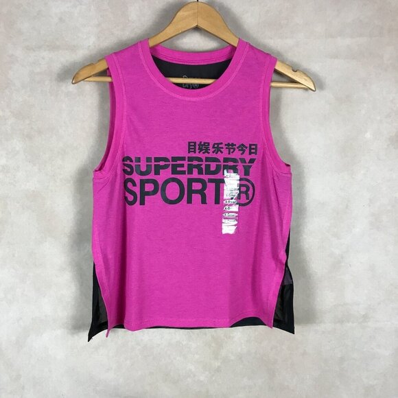SUPERDRY Mesh Back Active Loose Tank Top NEW US 4 XS - Picture 1 of 7